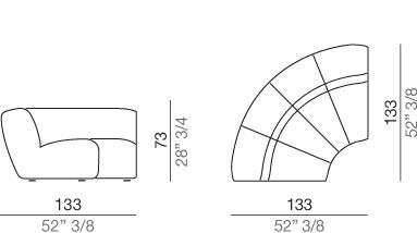 Mussi Flow Divano Angolo Circolare 133 cm - AC133
