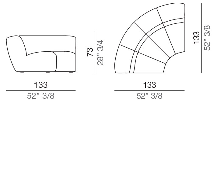 Mussi Flow Divano Angolo Circolare 133 cm - AC133