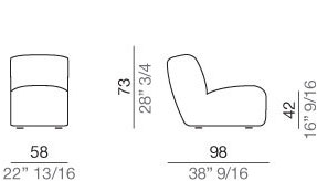 Mussi Flow Divano Elemento Centrale 58 cm - C58