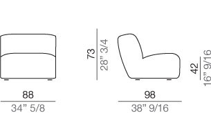 Mussi Flow Divano Elemento Centrale 88 cm - C88