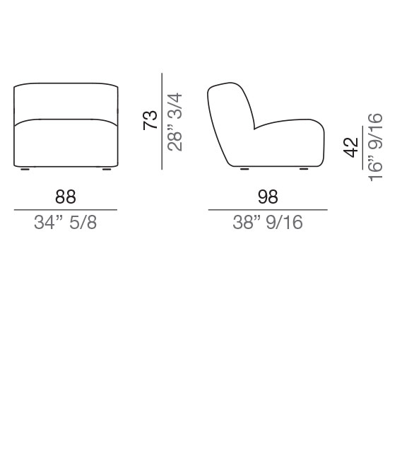 Mussi Flow Divano Elemento Centrale 88 cm - C88