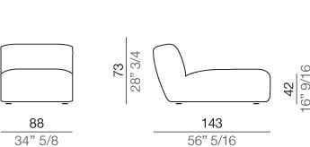 Mussi Flow Divano Elemento Centrale Profondo 88 cm - CL88