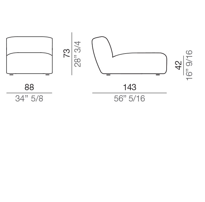 Mussi Flow Divano Elemento Centrale Profondo 88 cm - CL88