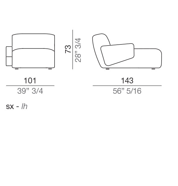 Mussi Flow Divano Chaise longue 101 cm - CLT101