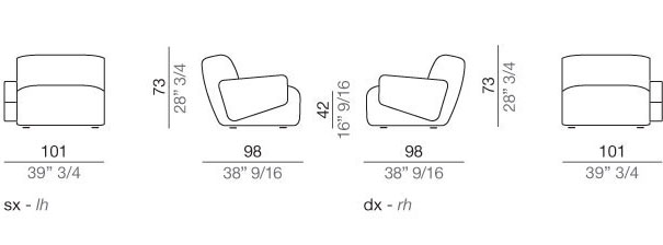 Mussi Flow Divano Elemento Terminale 101 cm - T101
