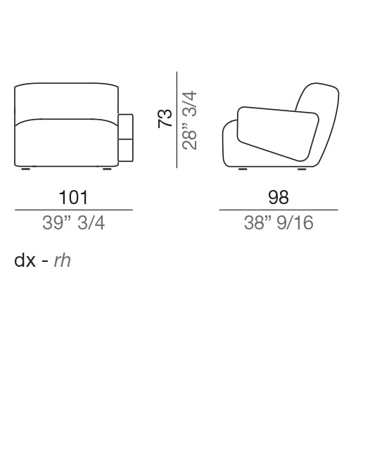 Mussi Flow Divano Elemento Terminale 101 cm - T101