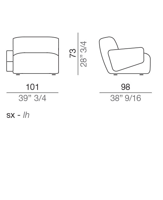 Mussi Flow Divano Elemento Terminale 101 cm - T101