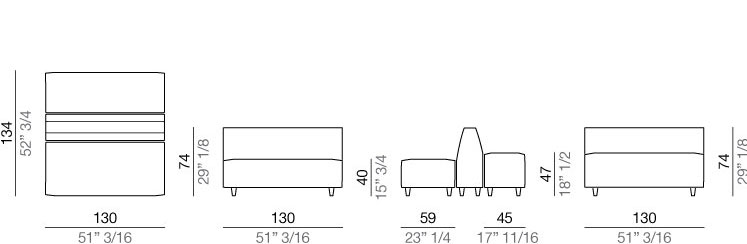 Shervin Divano Elemento Centrale 130 cm - C130_134