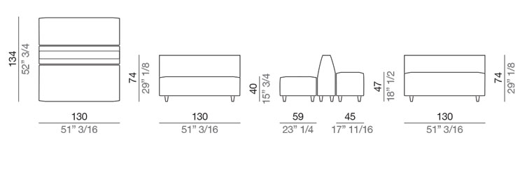 Shervin Divano Elemento Centrale 130 cm - C130_134