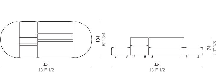 Shervin Divano Composizione 334 x 134 cm - S334_134