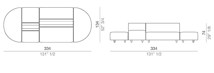 Shervin Divano Composizione 334 x 134 cm - S334_134