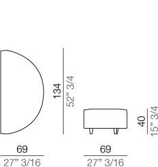 Shervin Divano Elemento Terminale Circolare 69 x 134 cm - TC69_134