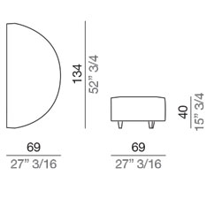 Shervin Divano Elemento Terminale Circolare 69 x 134 cm - TC69_134