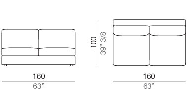 Modena Divano Elemento Centrale 160 cm - C160