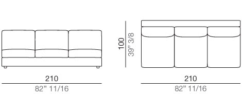 Modena Divano Elemento Centrale 210 cm - C210