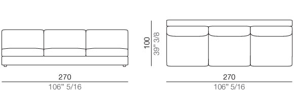 Modena Divano Elemento Centrale 270 cm - C270