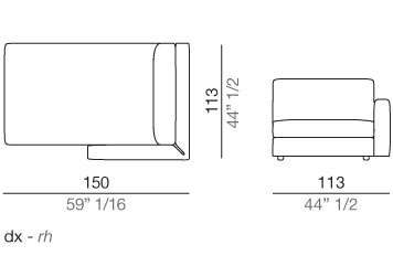 Modena Divano Chaise-longue 113x150 cm - CLT113_150