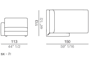 Modena Divano Chaise-longue 113x150 cm - CLT113_150