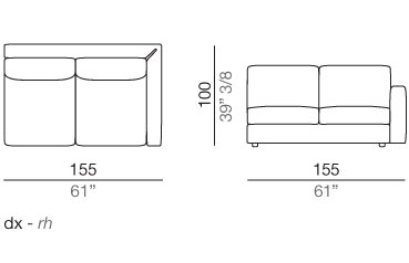 Modena Divano Elemento Terminale T155 cm - T155