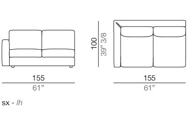 Modena Divano Elemento Terminale T155 cm - T155