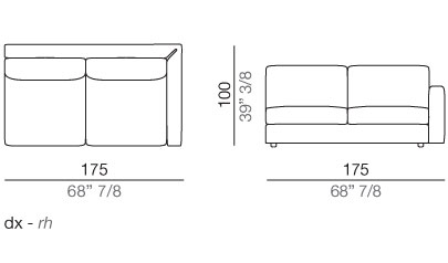 Modena Divano Elemento Terminale T175 cm - T175