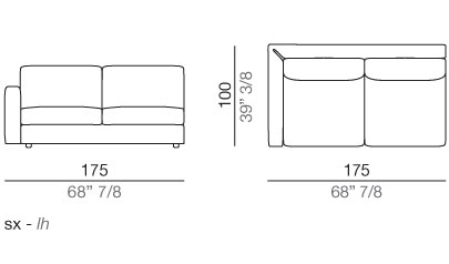 Modena Divano Elemento Terminale T175 cm - T175