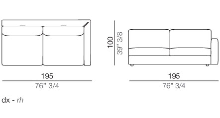 Modena Divano Elemento Terminale T195 cm - T195