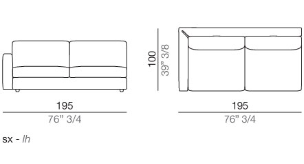Modena Divano Elemento Terminale T195 cm - T195