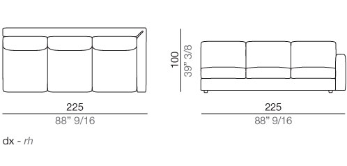 Modena Divano Elemento Terminale T225 cm - T225