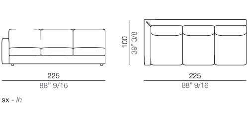 Modena Divano Elemento Terminale T225 cm - T225