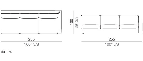 Modena Divano Elemento Terminale T255 cm - T255