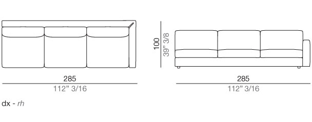 Modena Divano Elemento Terminale T285 cm - T285