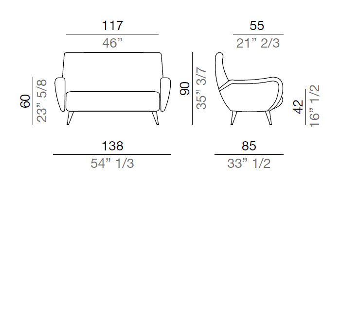 Mussi 50 divanetto 138 cm - D138